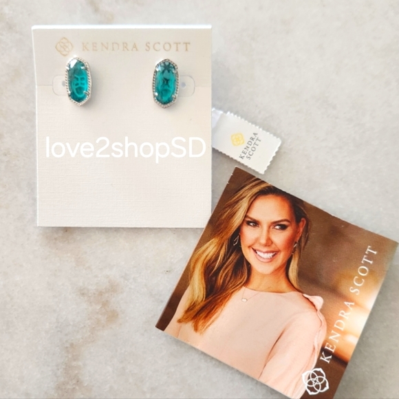 Kendra Scott London Blue Ellie silver stud earrings NWT - Picture 2 of 4